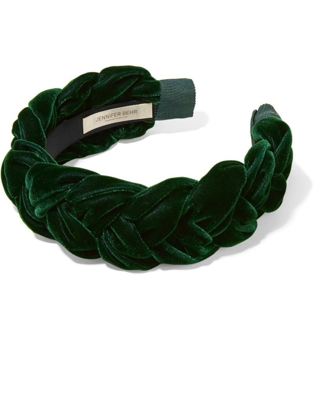 Jennifer Behr Forest Green Braided Velvet Headband